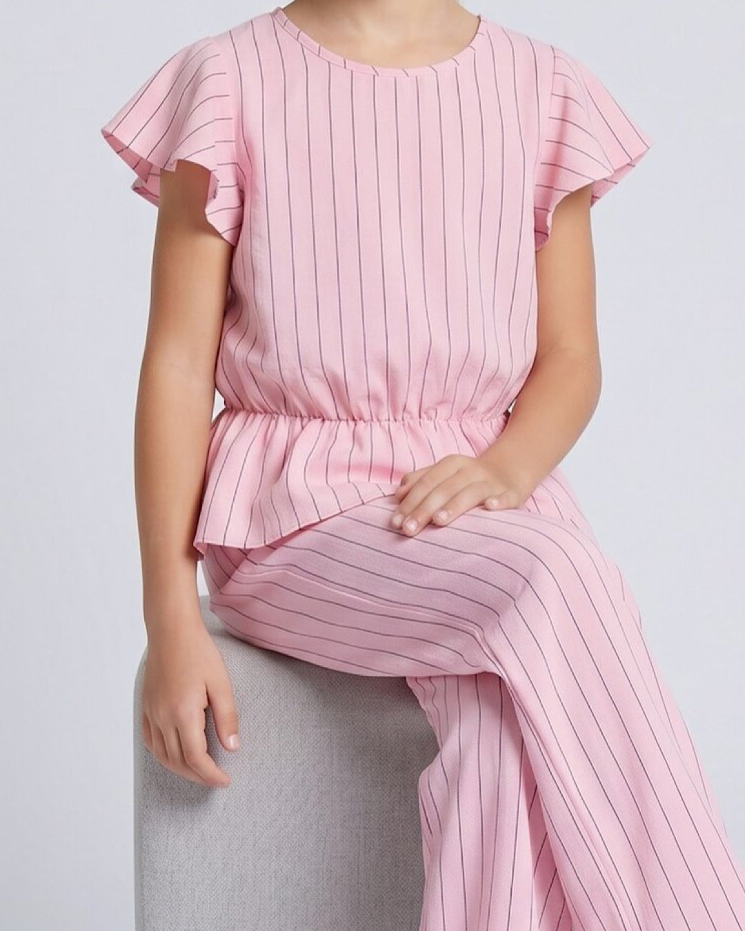 Kids Frill Shoulder Pink Co Ord Suit
