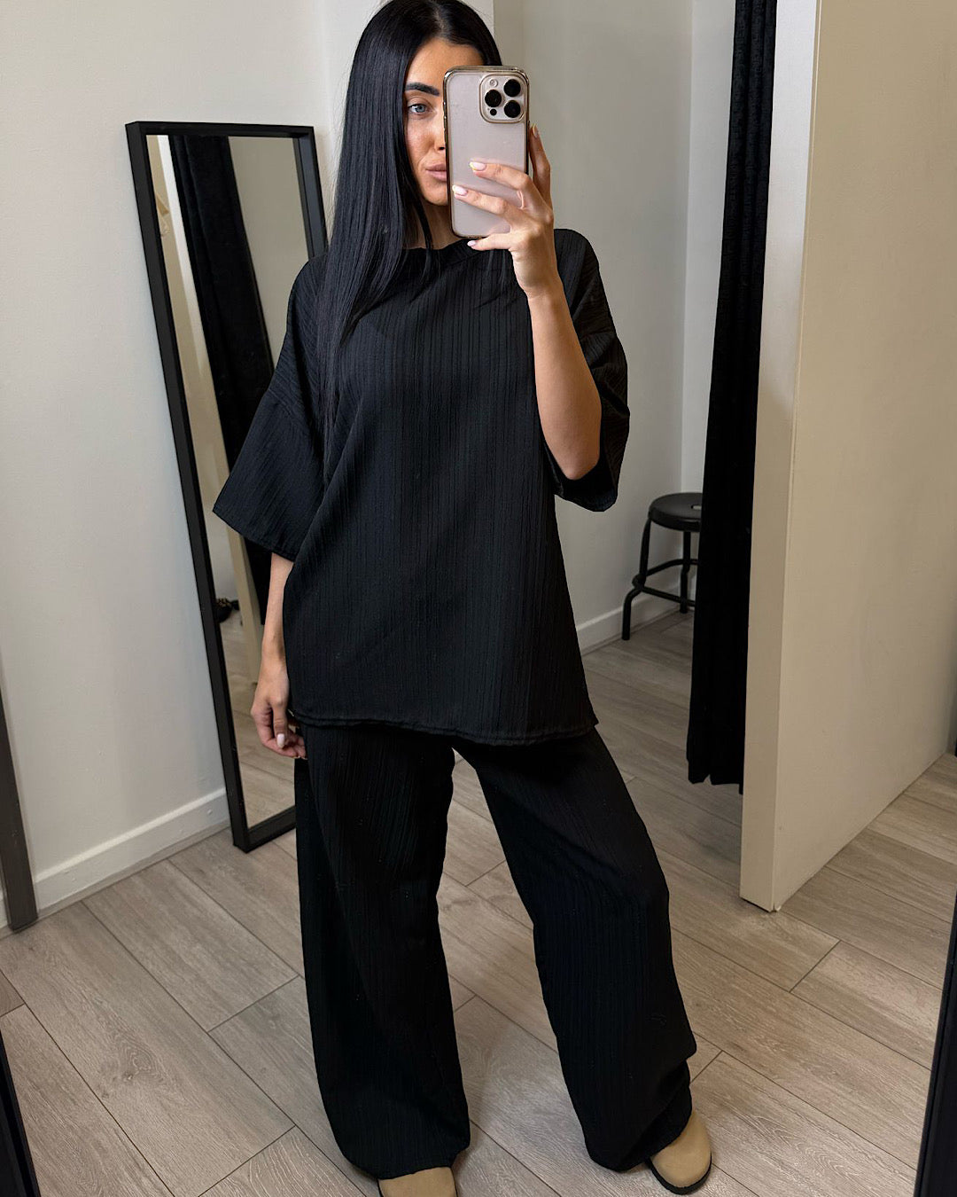 Black Oversized Top and Trousers Suit