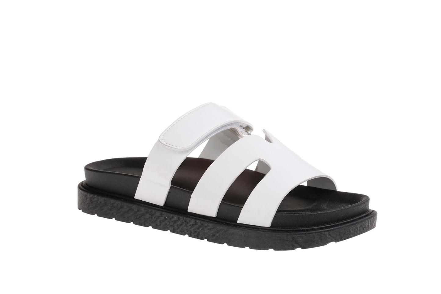 H Shaped Velcro Strap Flat White Slider