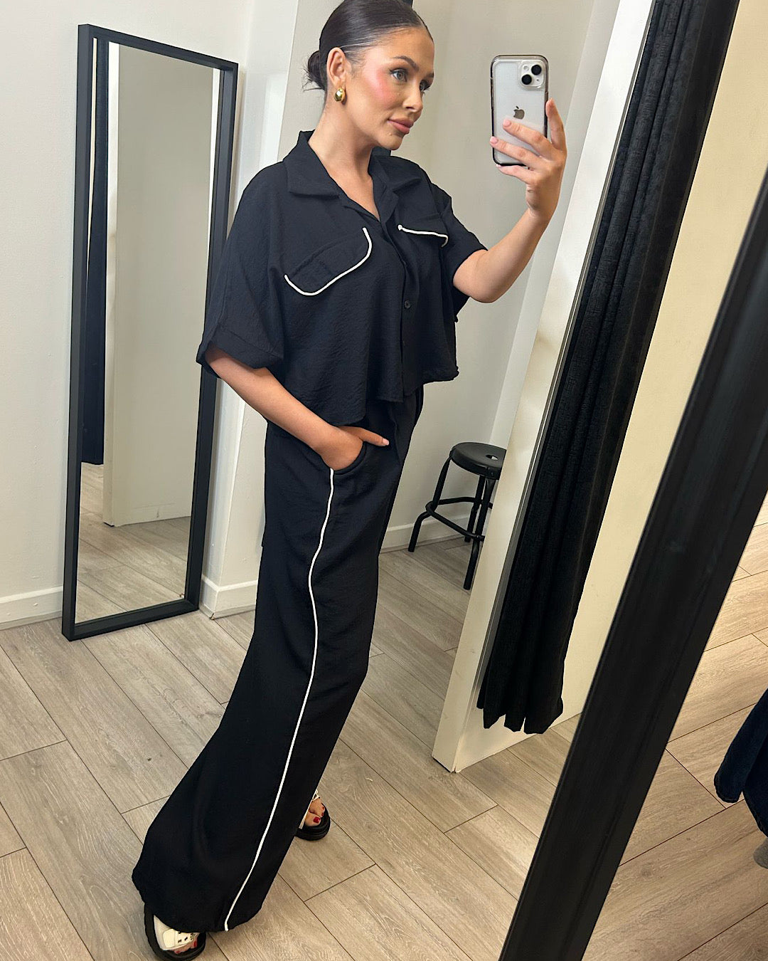 Black Shirt and Trousers Co Ord Suit