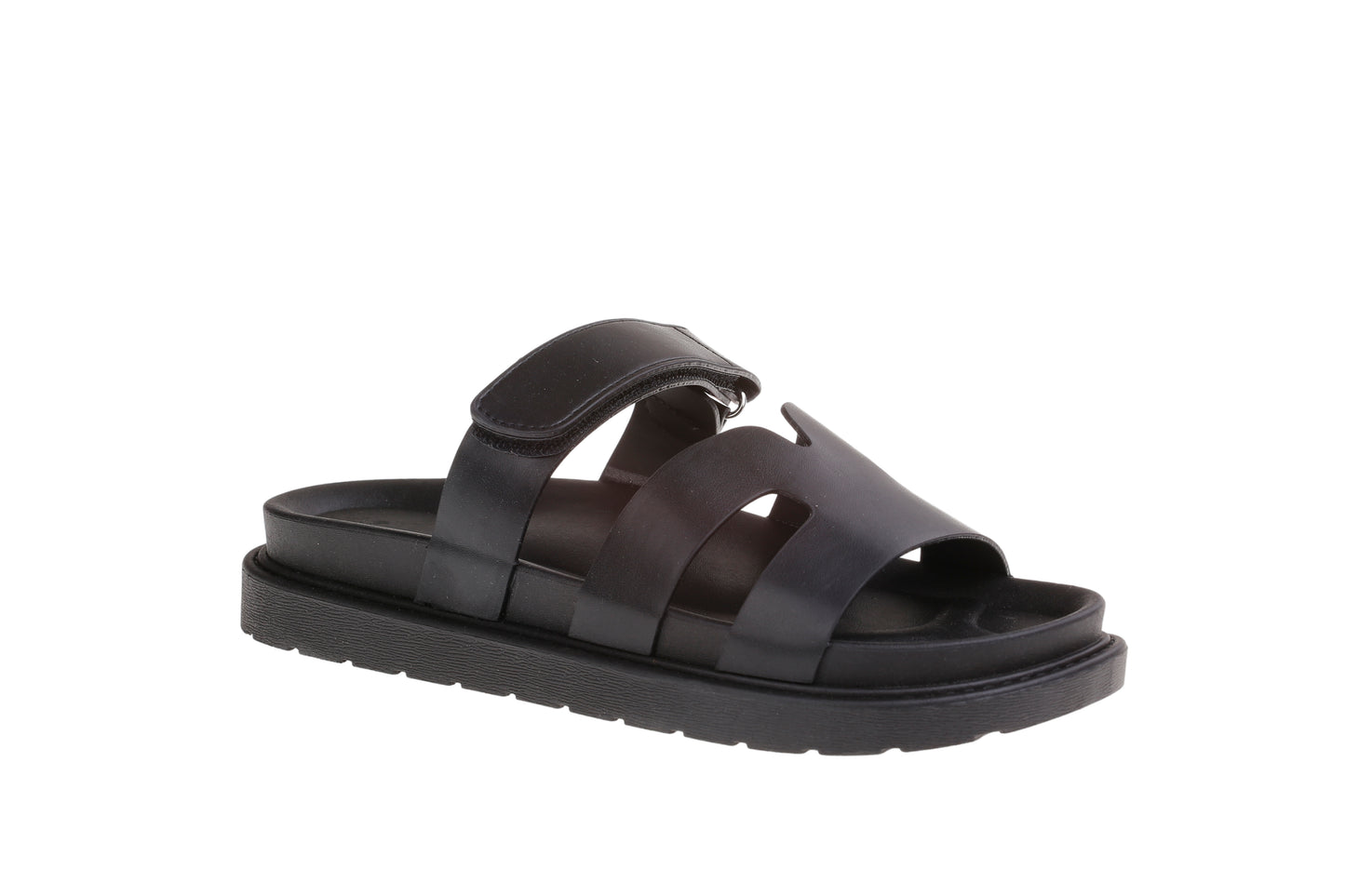 H Shaped Velcro Strap Flat Black Slider