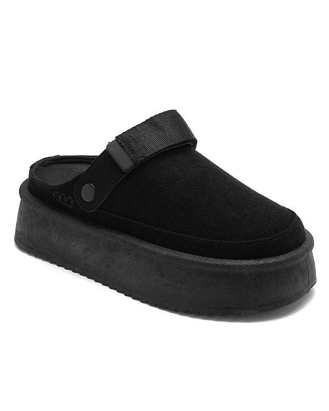 Black Faux Suede Platform Boots