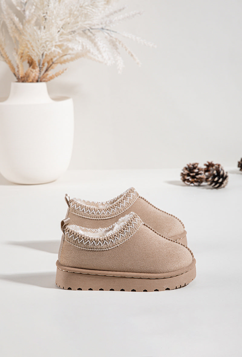 Kids Beige Faux Suede Boots