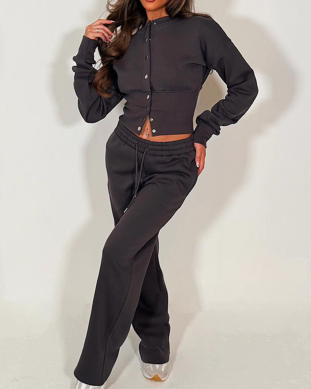 Dark Grey Corset Sweat and Joggers Suit