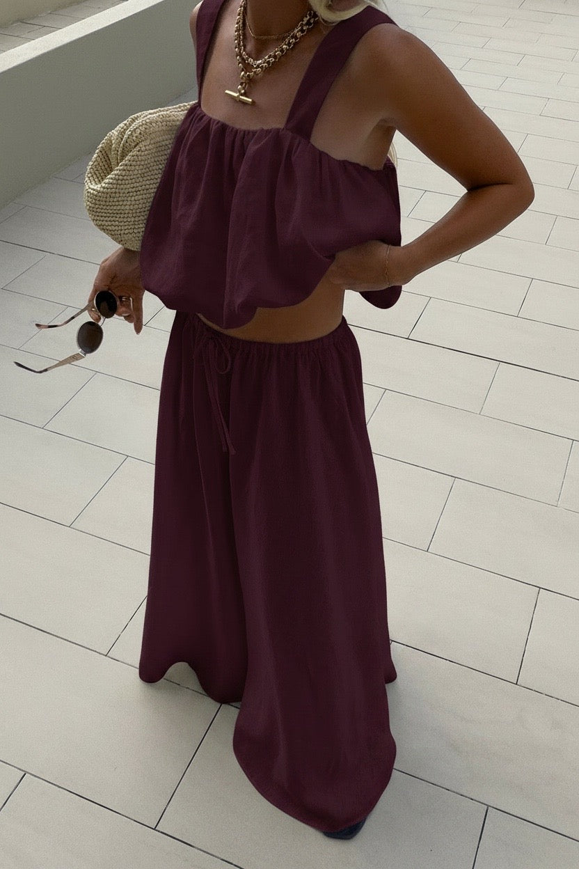 Plum Bubble Top and Trousers Set