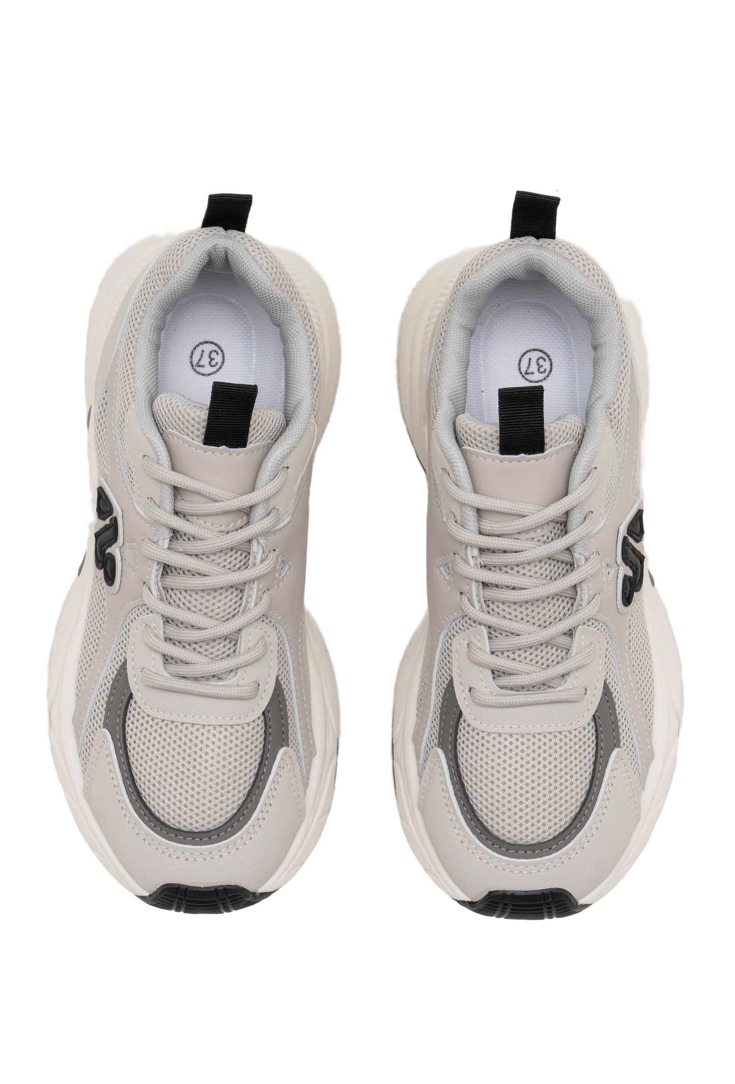 Grey with Beige Lace Up Trainers