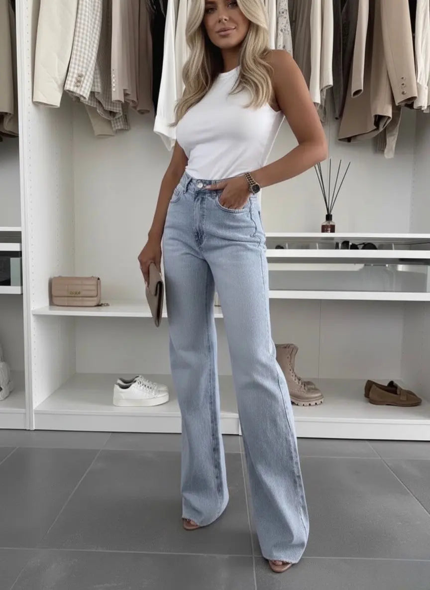Wide Leg Light Blue Jeans