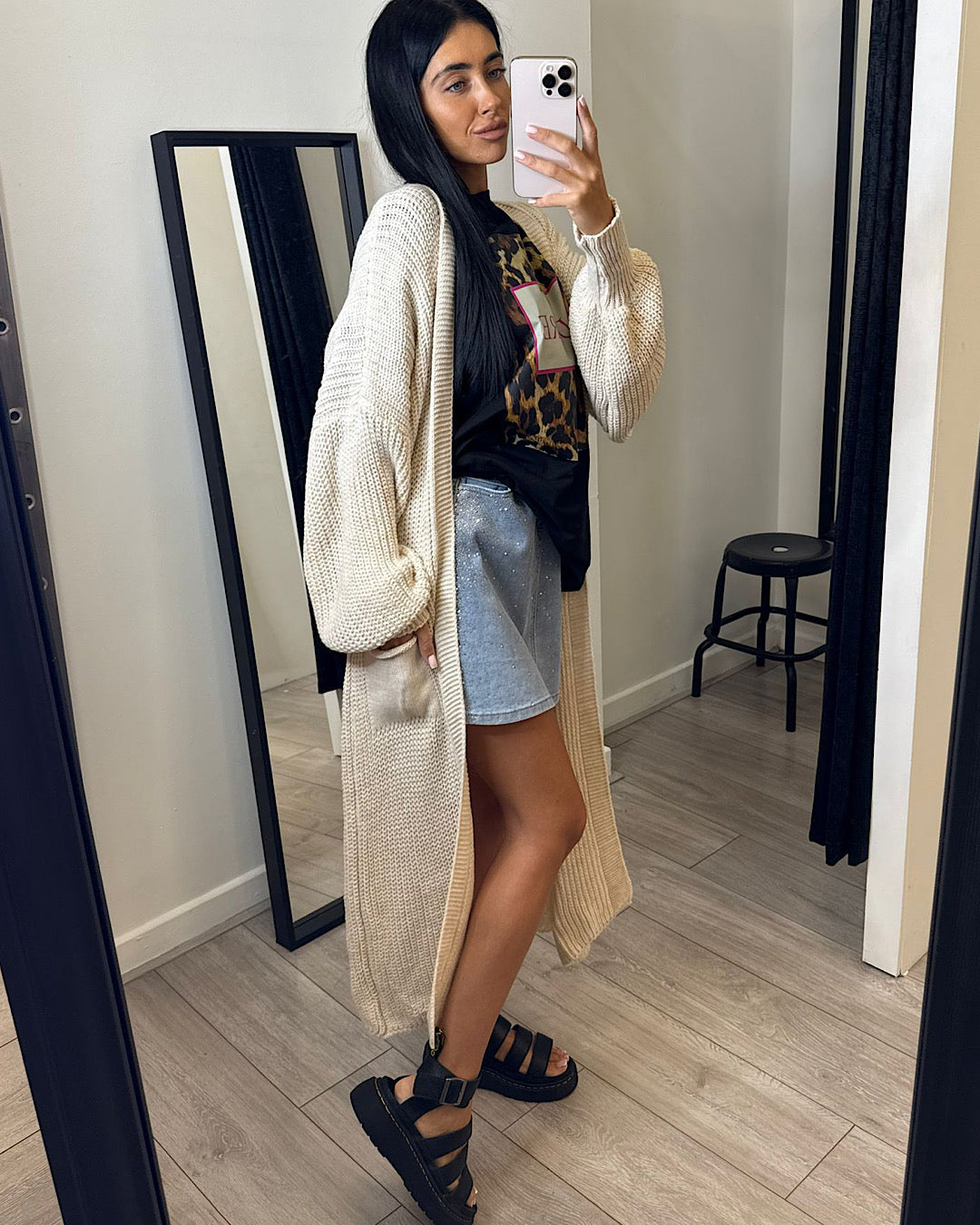 Beige Oversized Cardigan