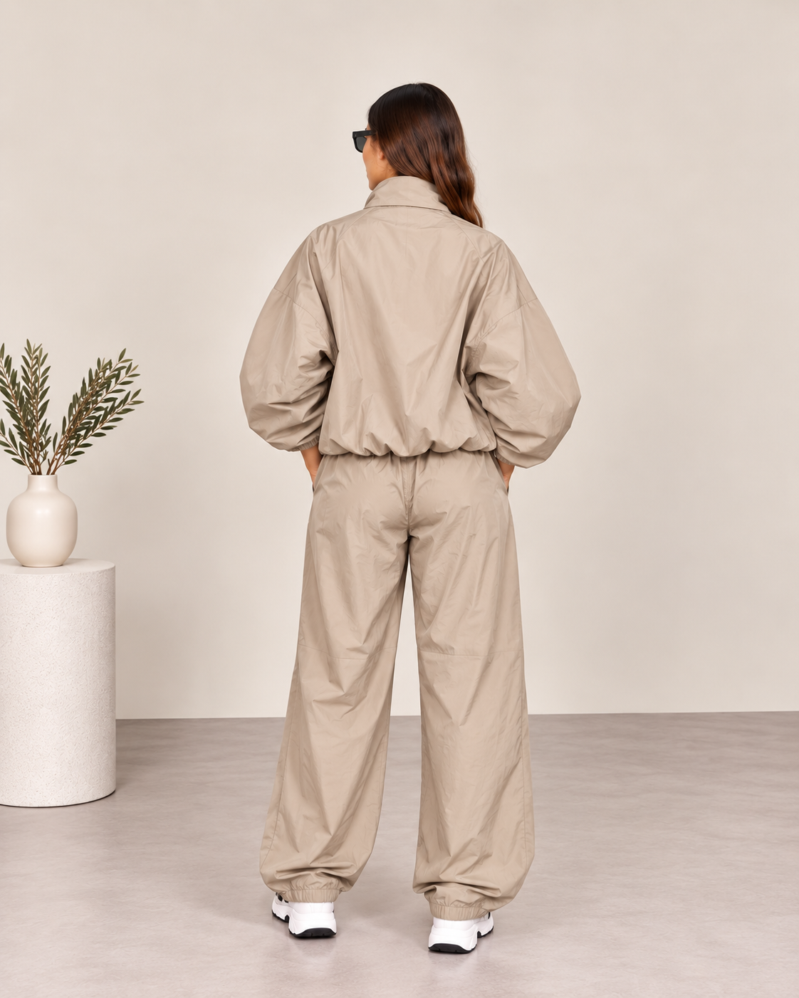 Beige Windbreaker Tracksuit