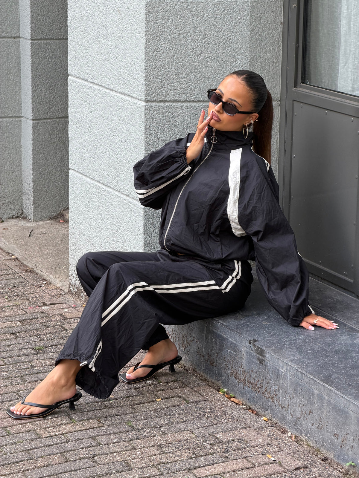 Black Windbreaker Tracksuit
