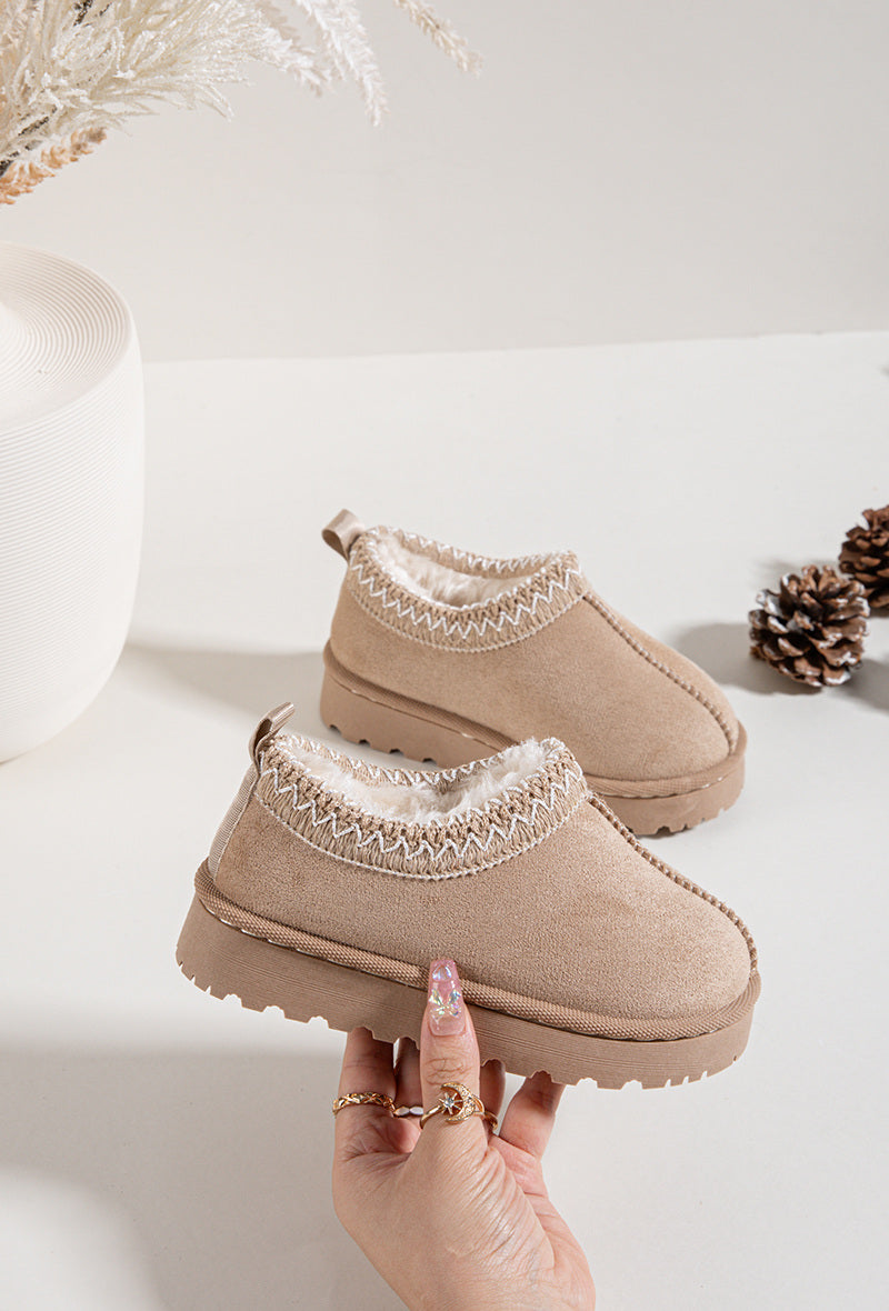 Kids Beige Faux Suede Boots