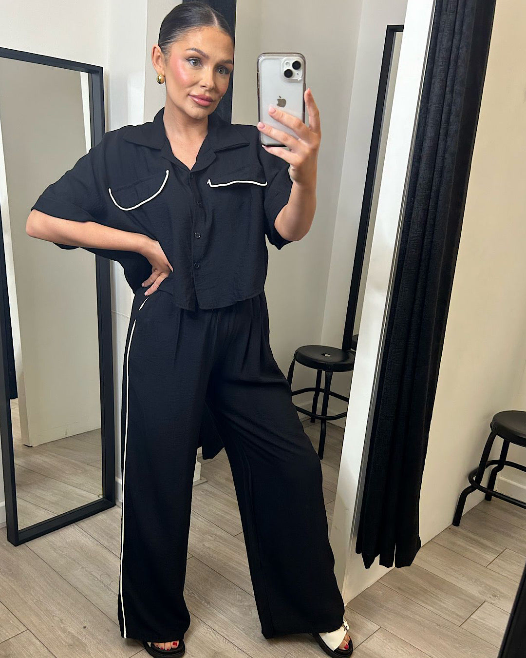 Black Shirt and Trousers Co Ord Suit