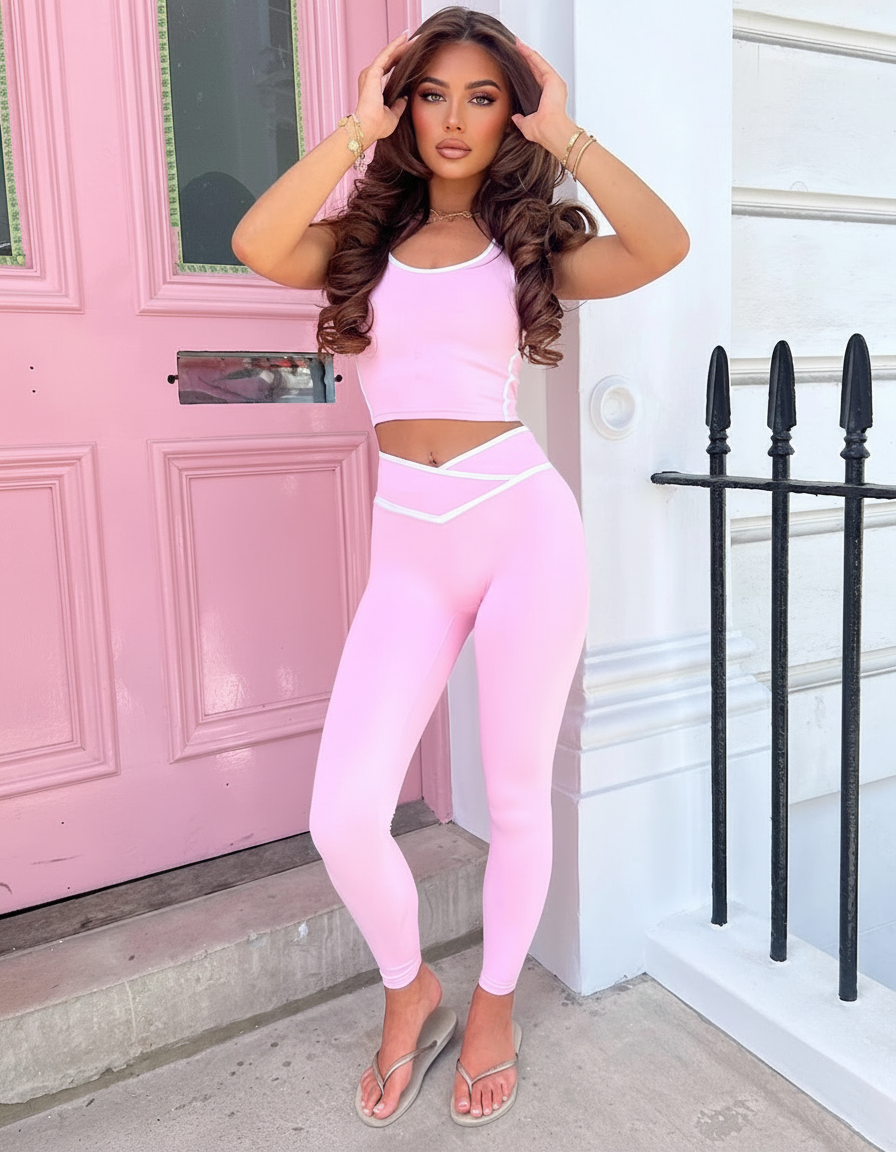 Pink White Activewear Set