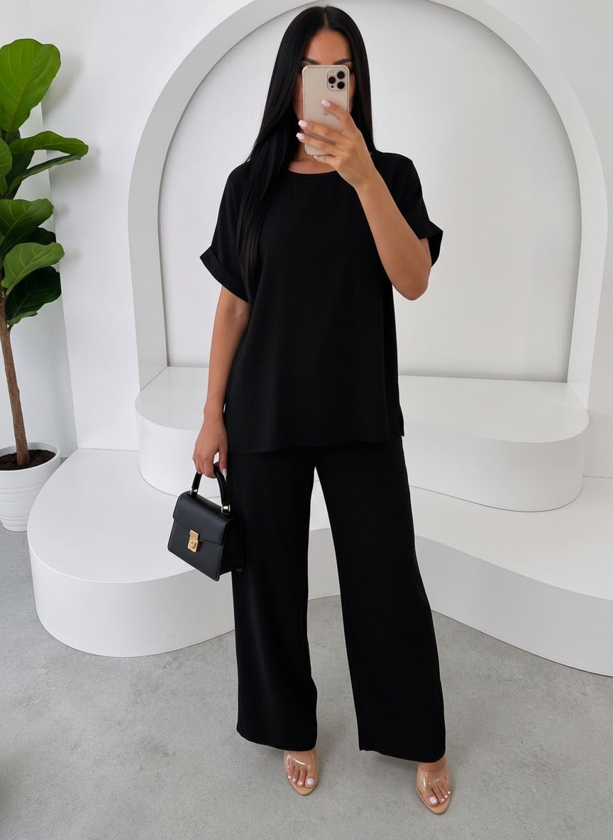 Black Top and Trousers Co Ord Suit