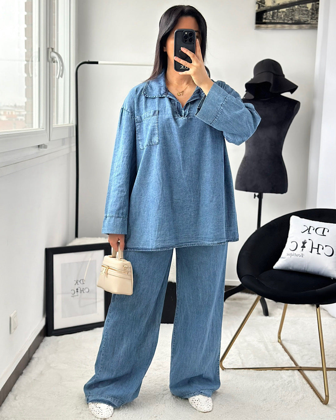 Light Blue Collared Denim Suit