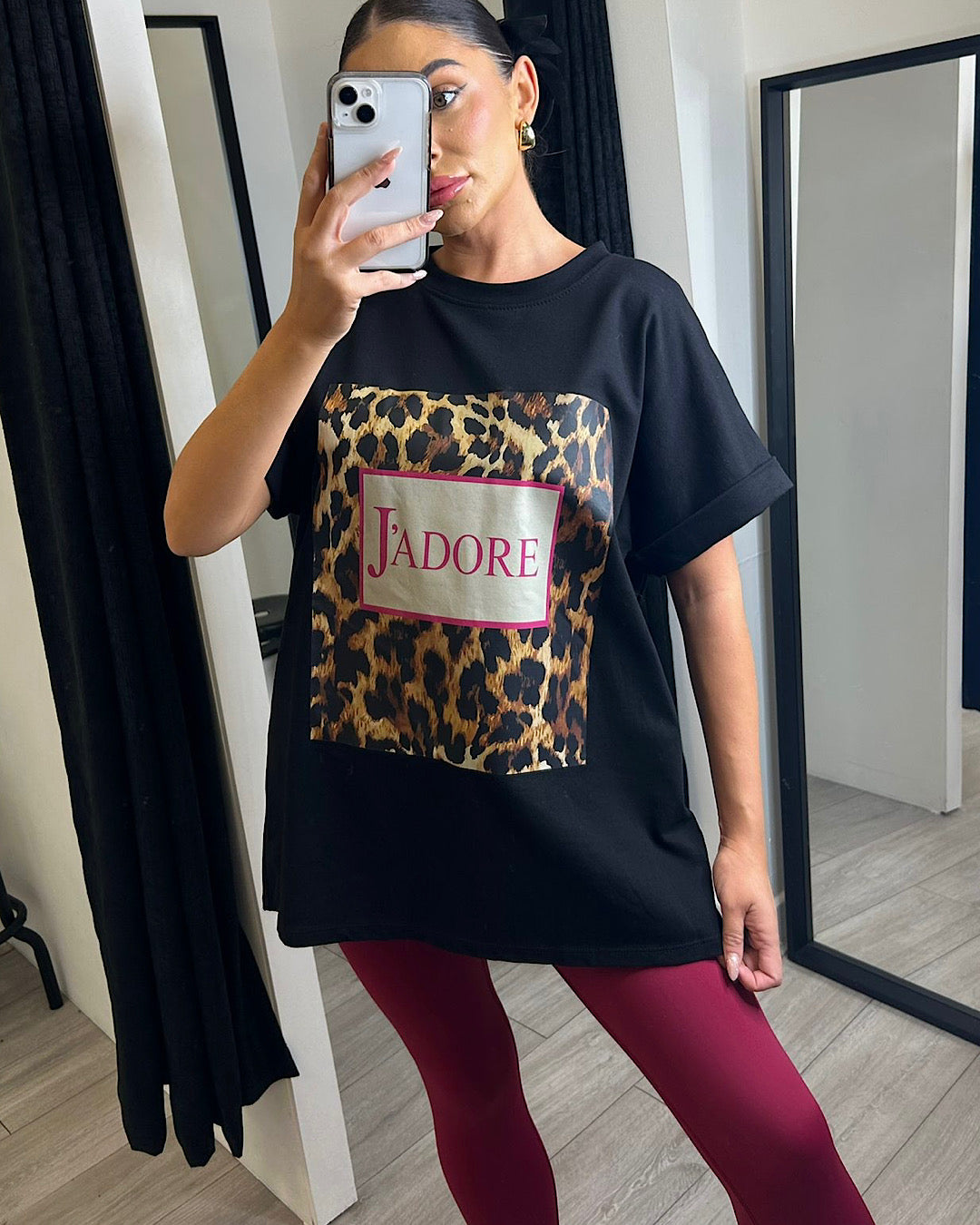 Black J’Adore Animal Print Tee