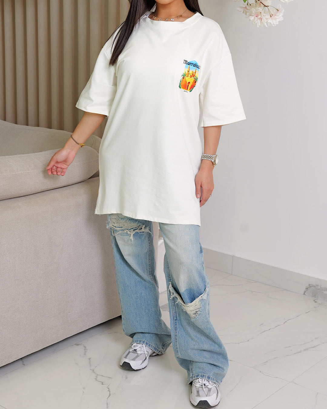 Marrakesh Oversized White Tee Dress