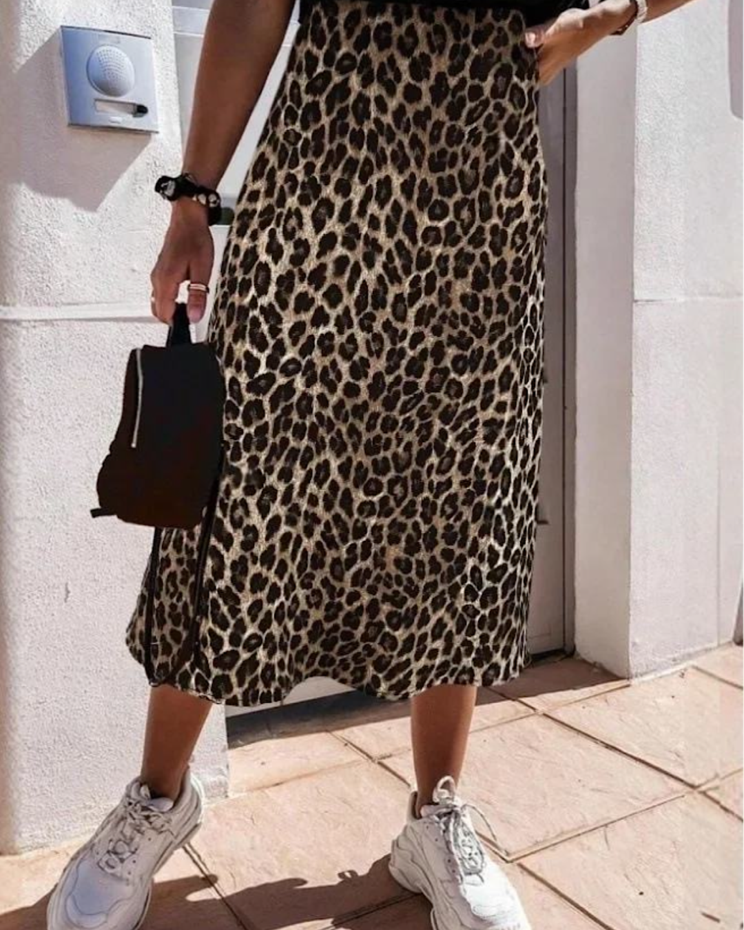Leopard Print Satin Maxi Skirt