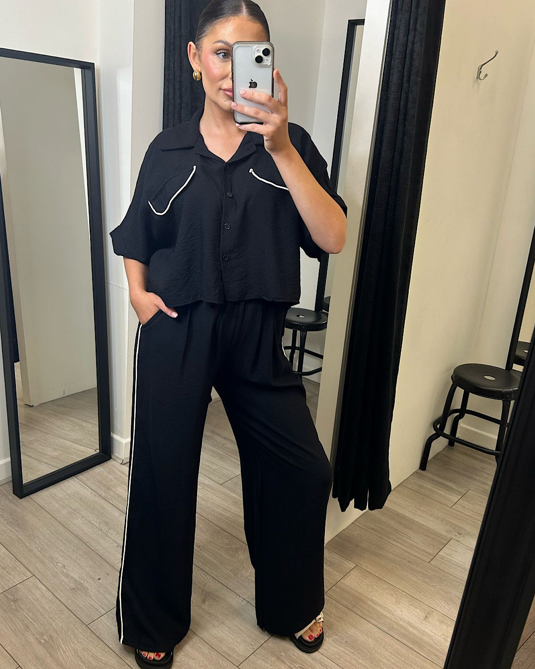 Black Shirt and Trousers Co Ord Suit