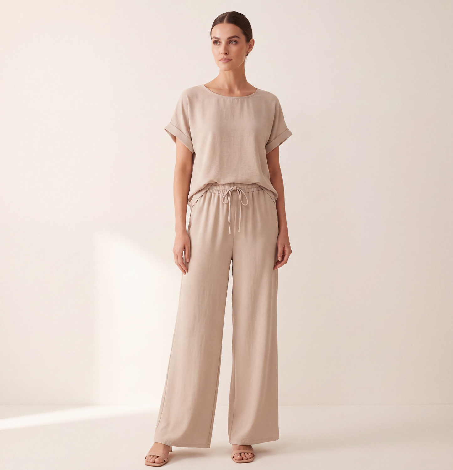 Beige Top and Trousers Co Ord Suit