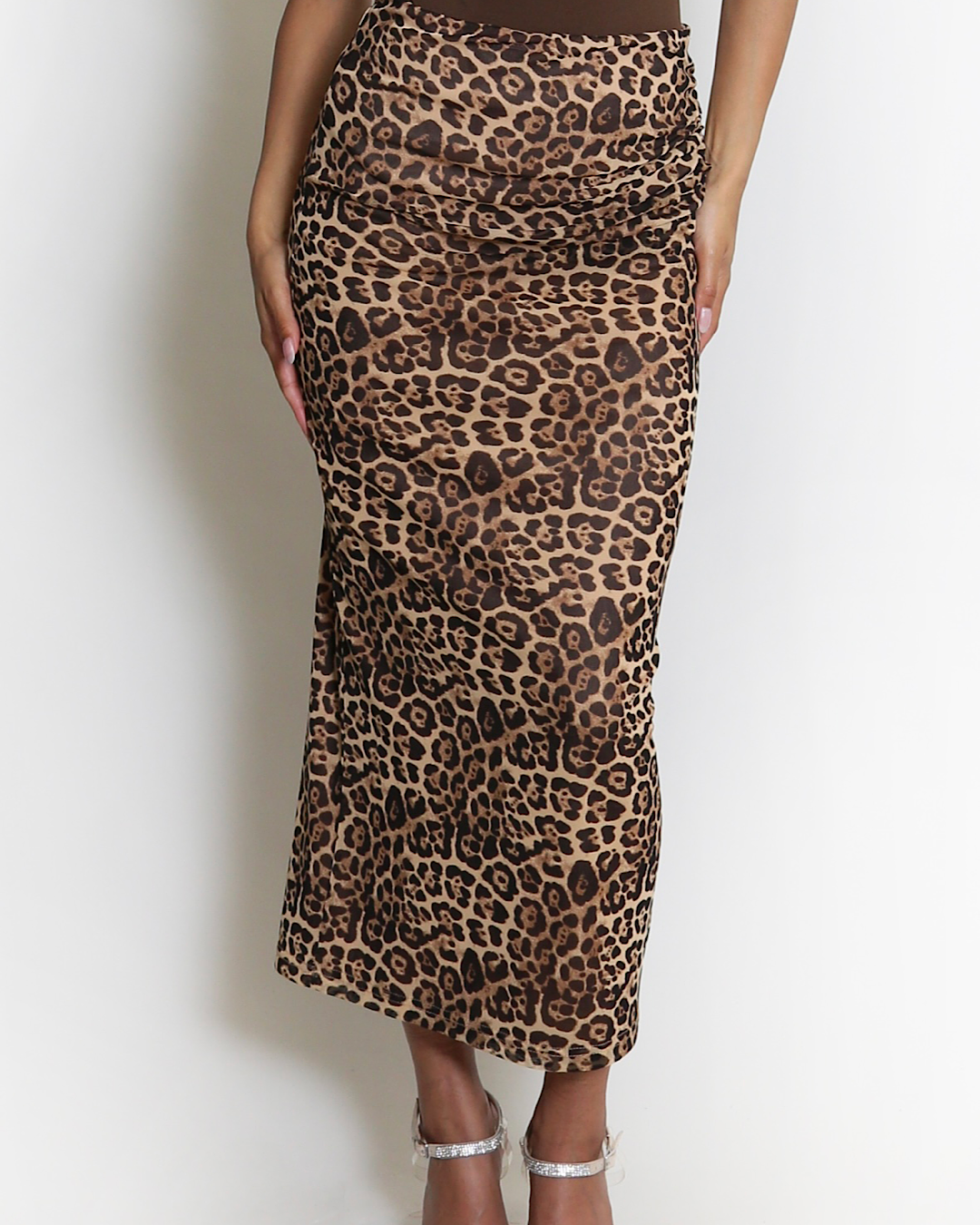 Leopard Print Midi Skirt