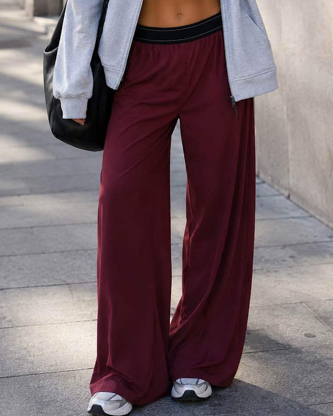 Wine Trouser with White Stripe