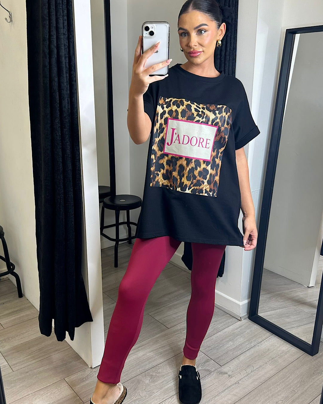 Black J’Adore Animal Print Tee