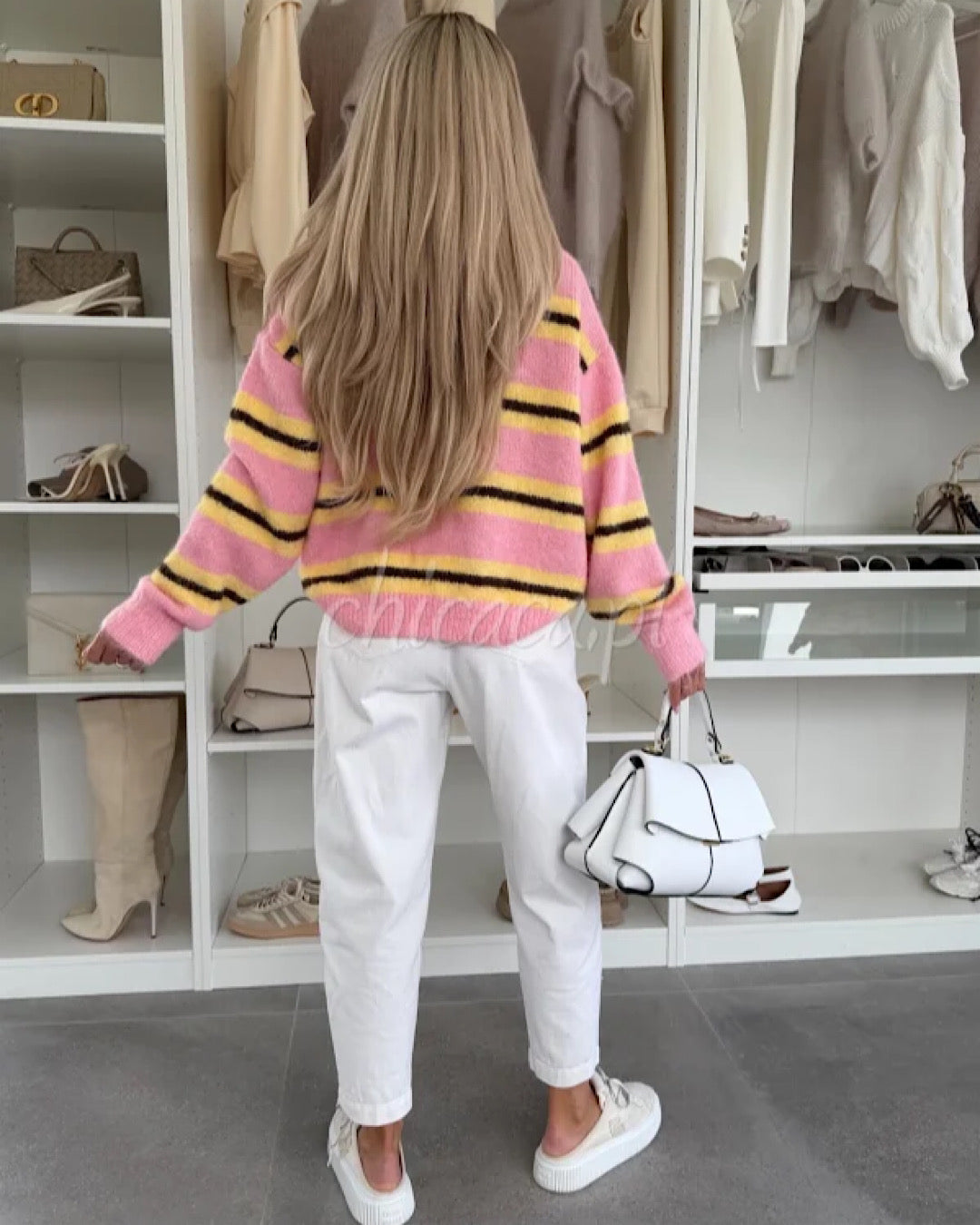 Pink Stripe Oversized Knit