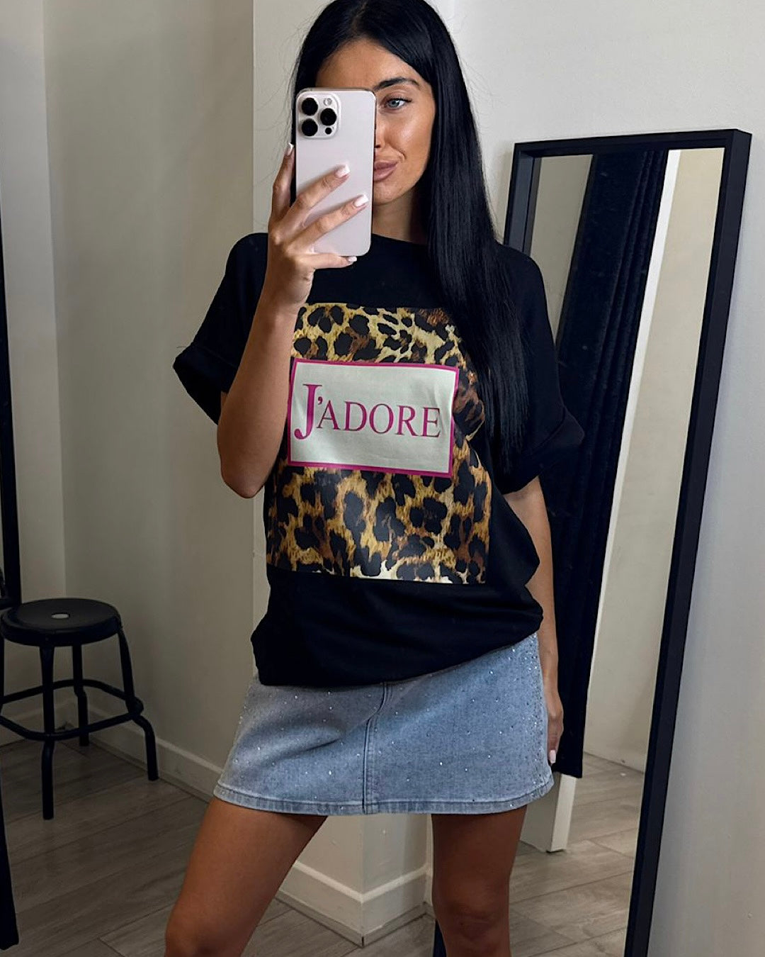 Black J’Adore Animal Print Tee