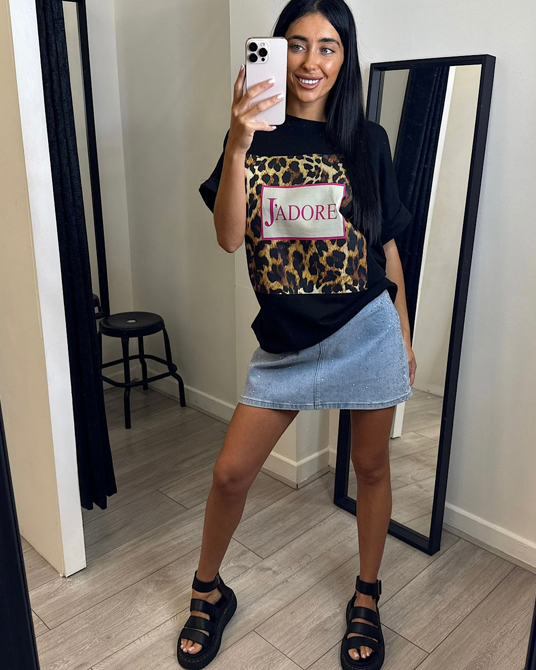 Black J’Adore Animal Print Tee