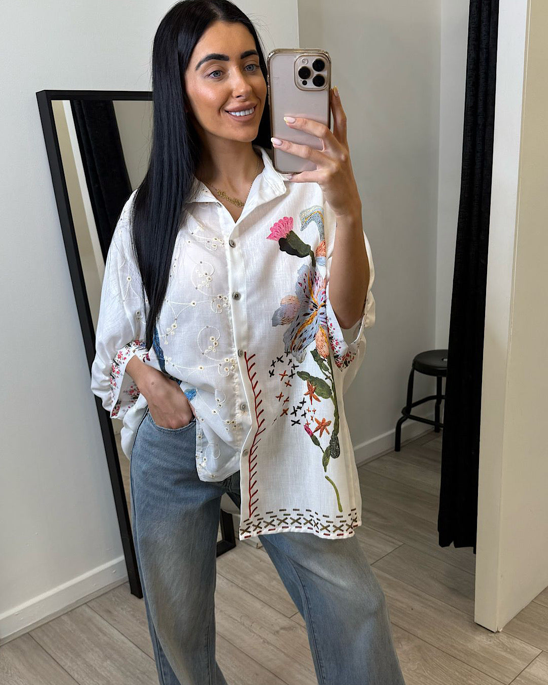 Wide Leg Blue Jeans