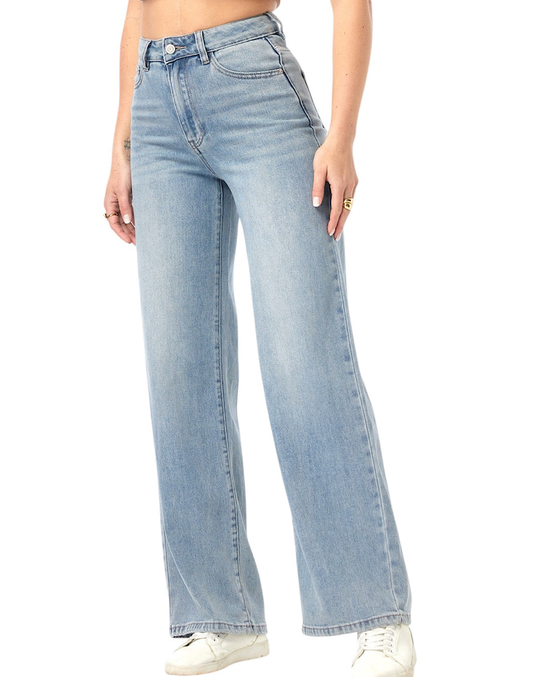 Wide Leg Blue Jeans