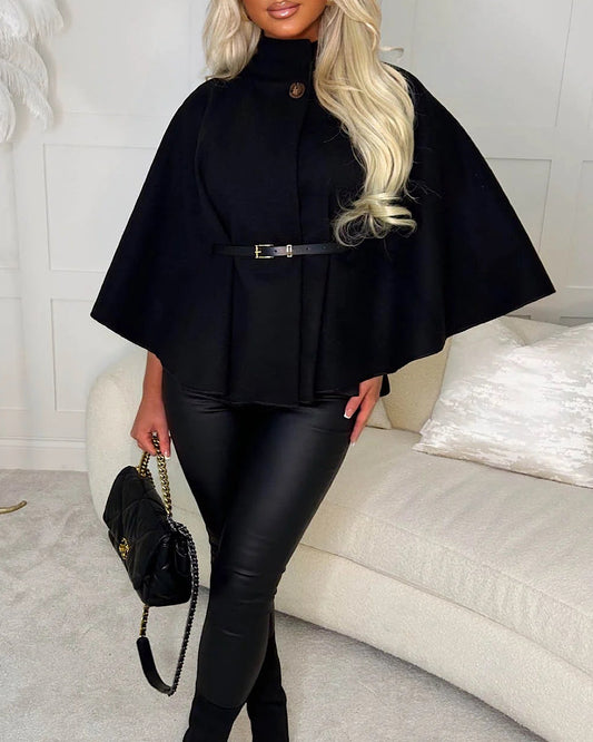 Black Belted Cape Poncho