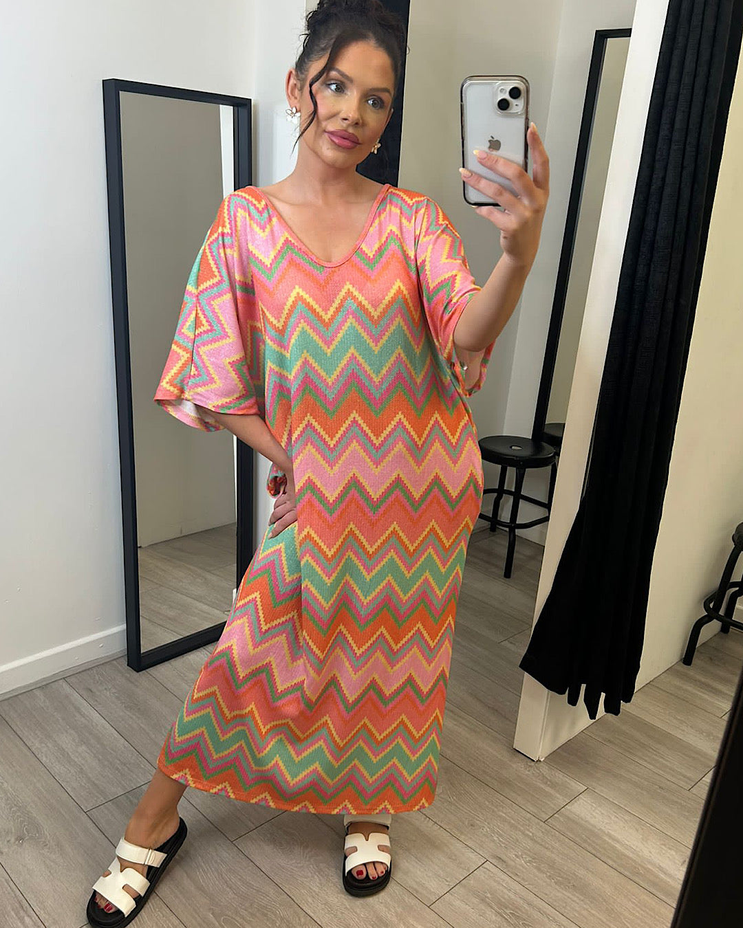 Orange Zig Zag Maxi Dress