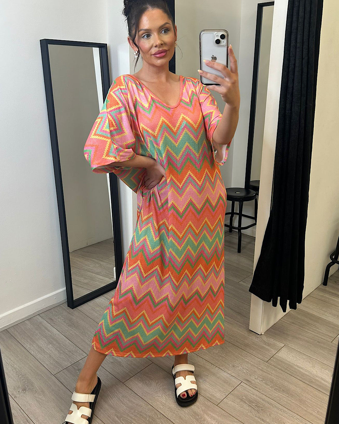 Orange Zig Zag Maxi Dress