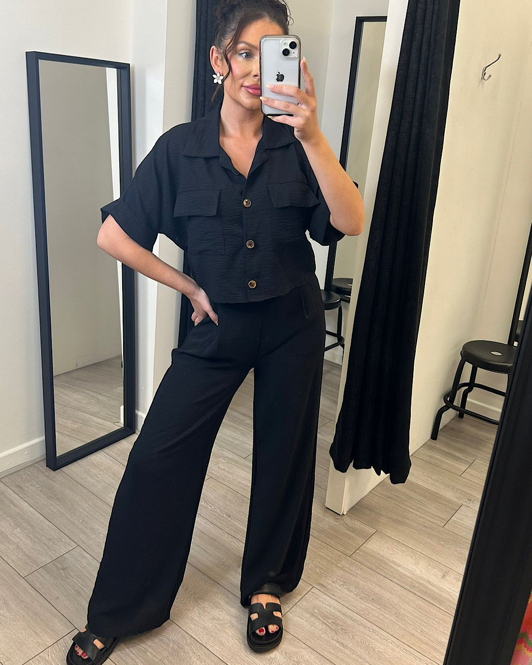 Black Shirt and Trousers Co Ord Suit