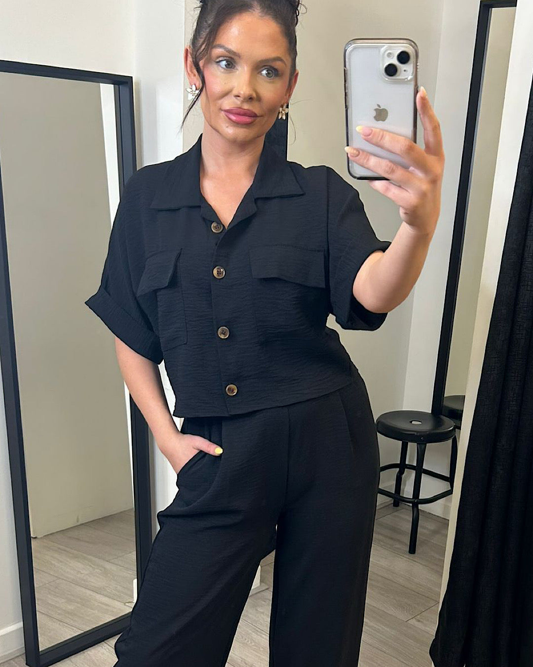 Black Shirt and Trousers Co Ord Suit