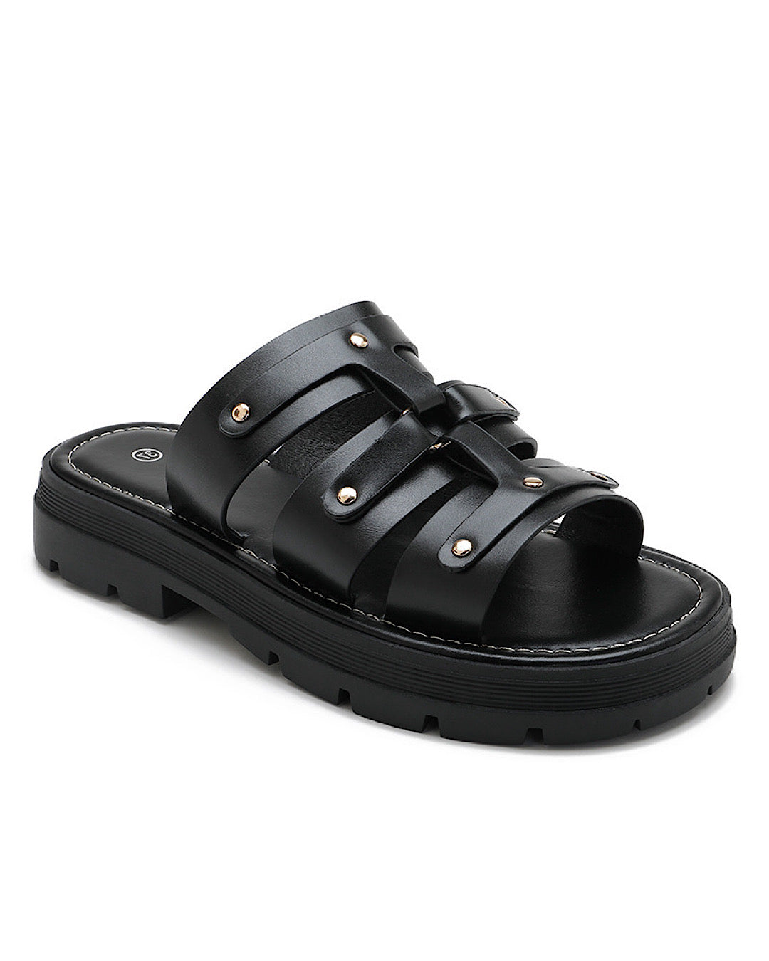 Black Studded Slider Sandals