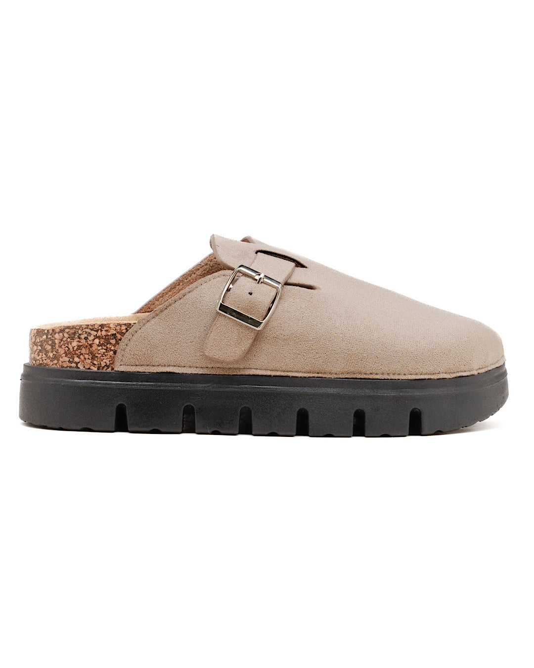Beige Faux Suede Chunky Clogs