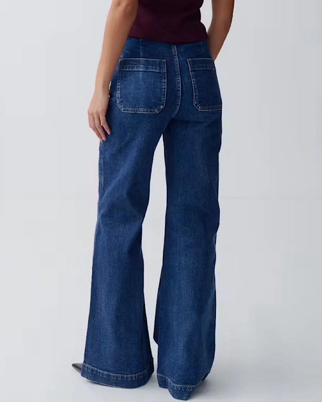 Stretch Wide Leg Dark Blue Jeans