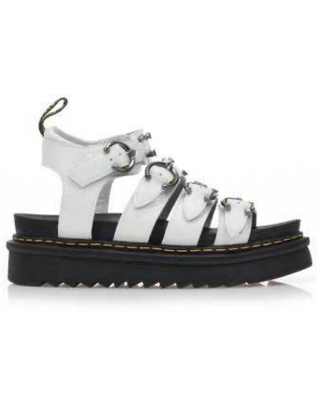 White Punk Piercing Faux Leather Sandals