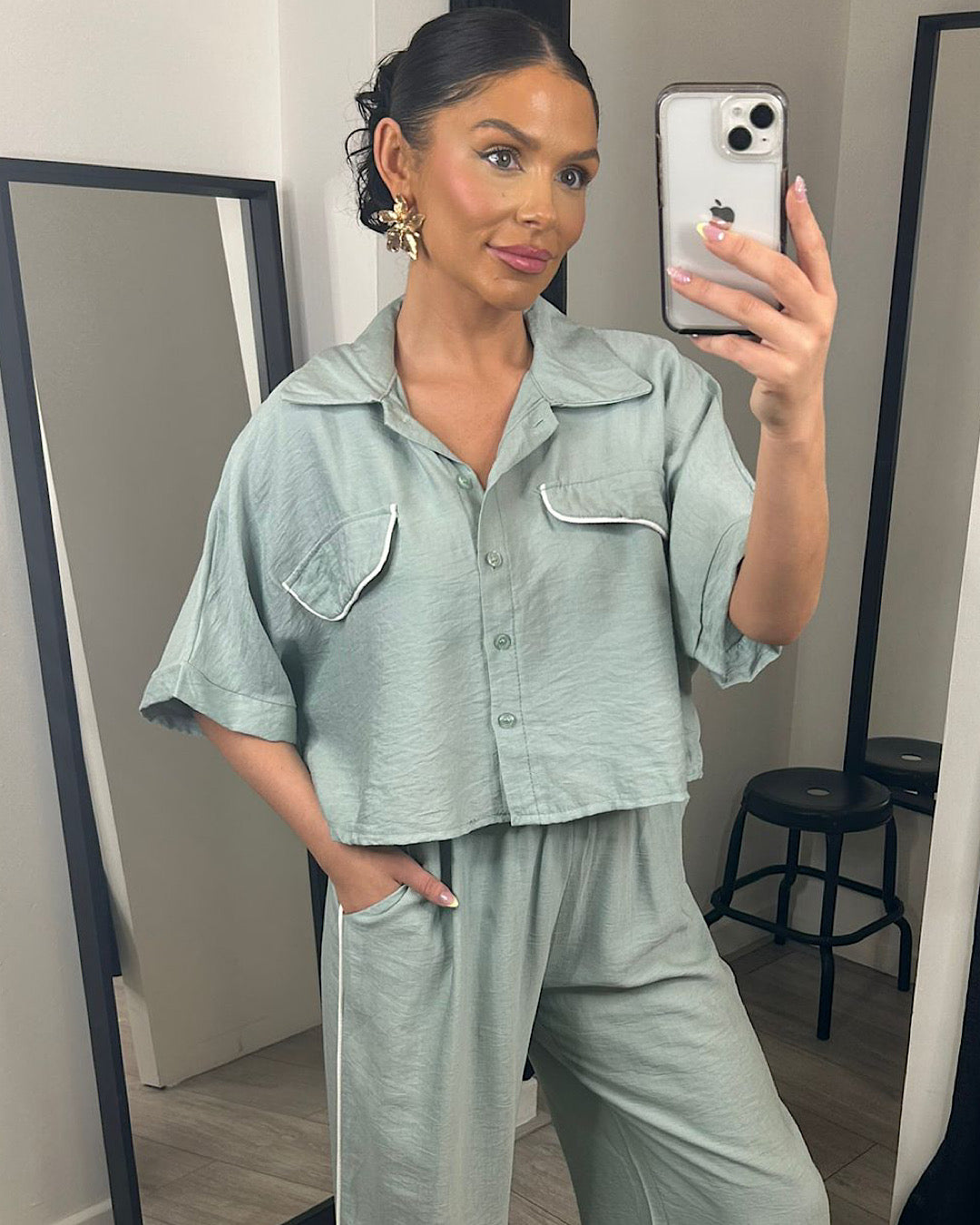 Mint Shirt and Trousers Co Ord Suit