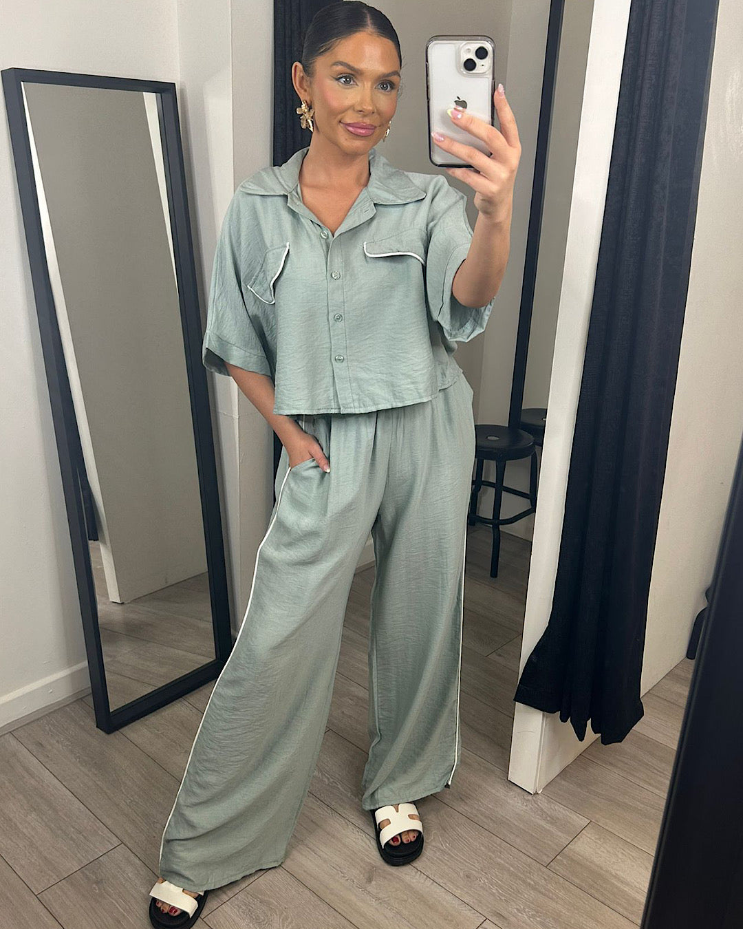 Mint Shirt and Trousers Co Ord Suit