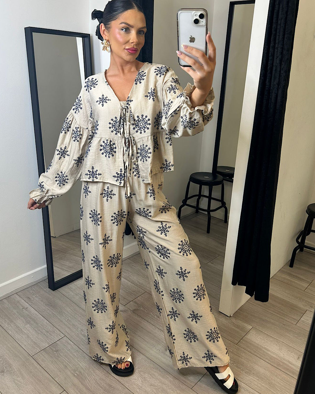 Beige Lace Front Embroidered Suit