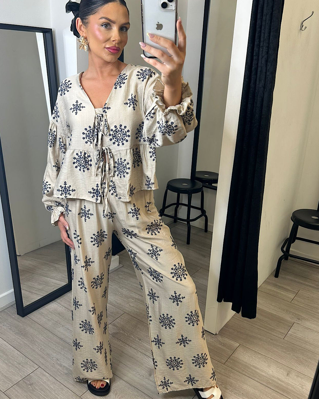 Beige Lace Front Embroidered Suit