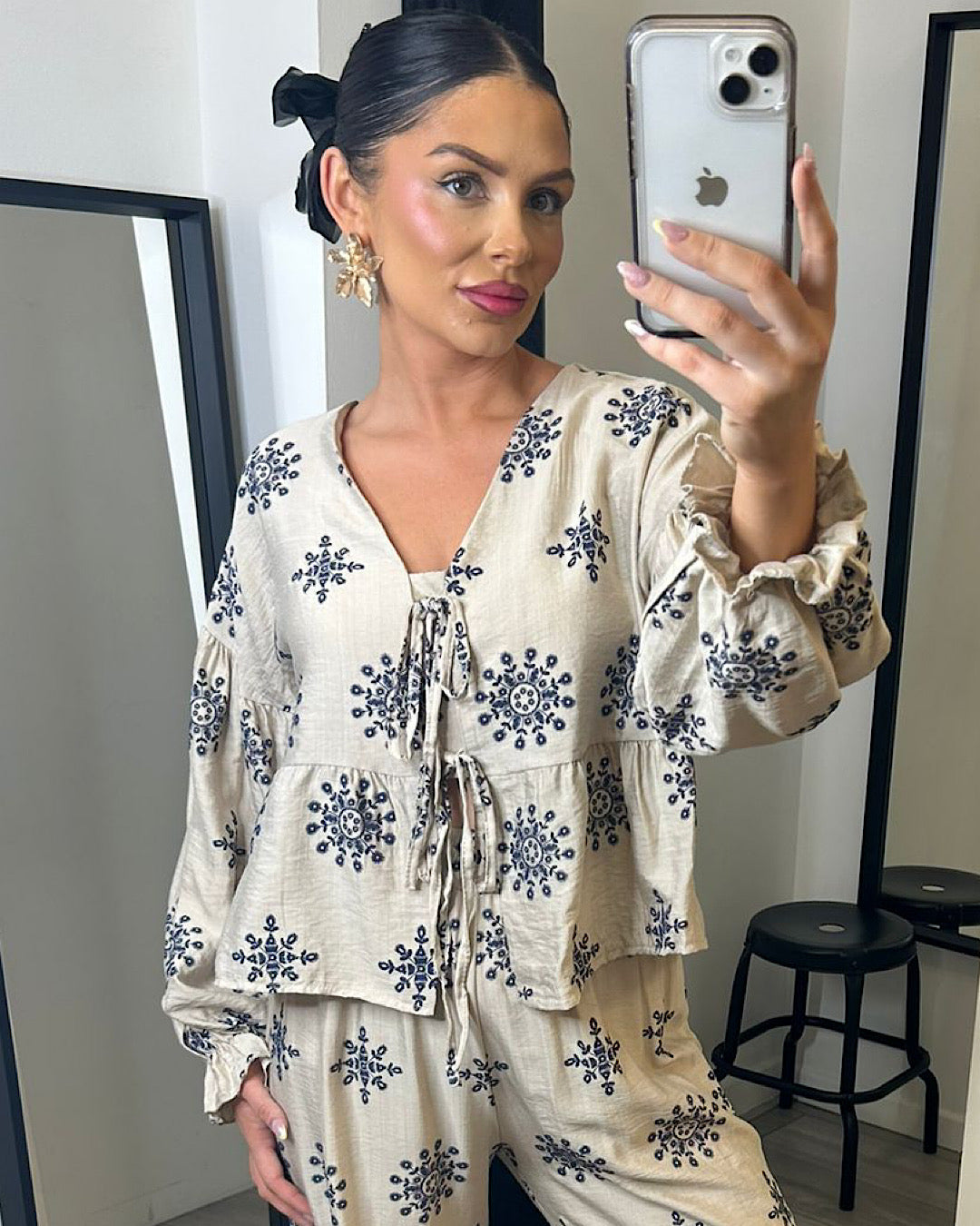 Beige Lace Front Embroidered Suit
