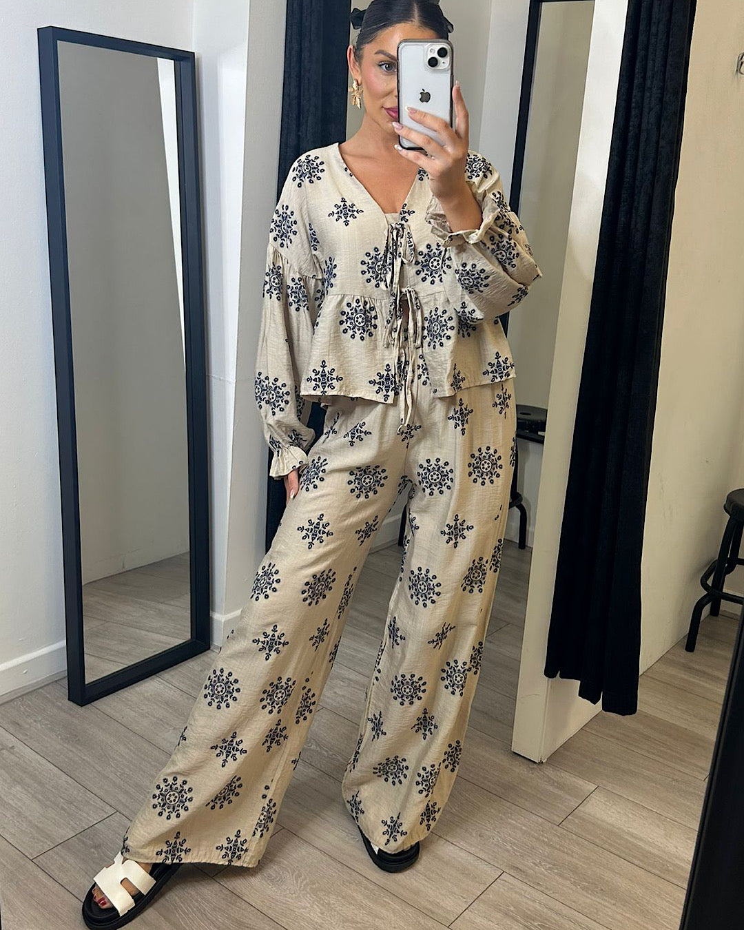 Beige Lace Front Embroidered Suit