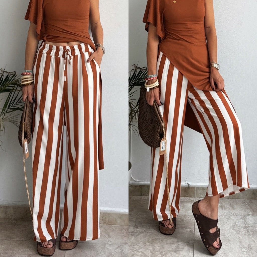 Rust White Stripe Trousers