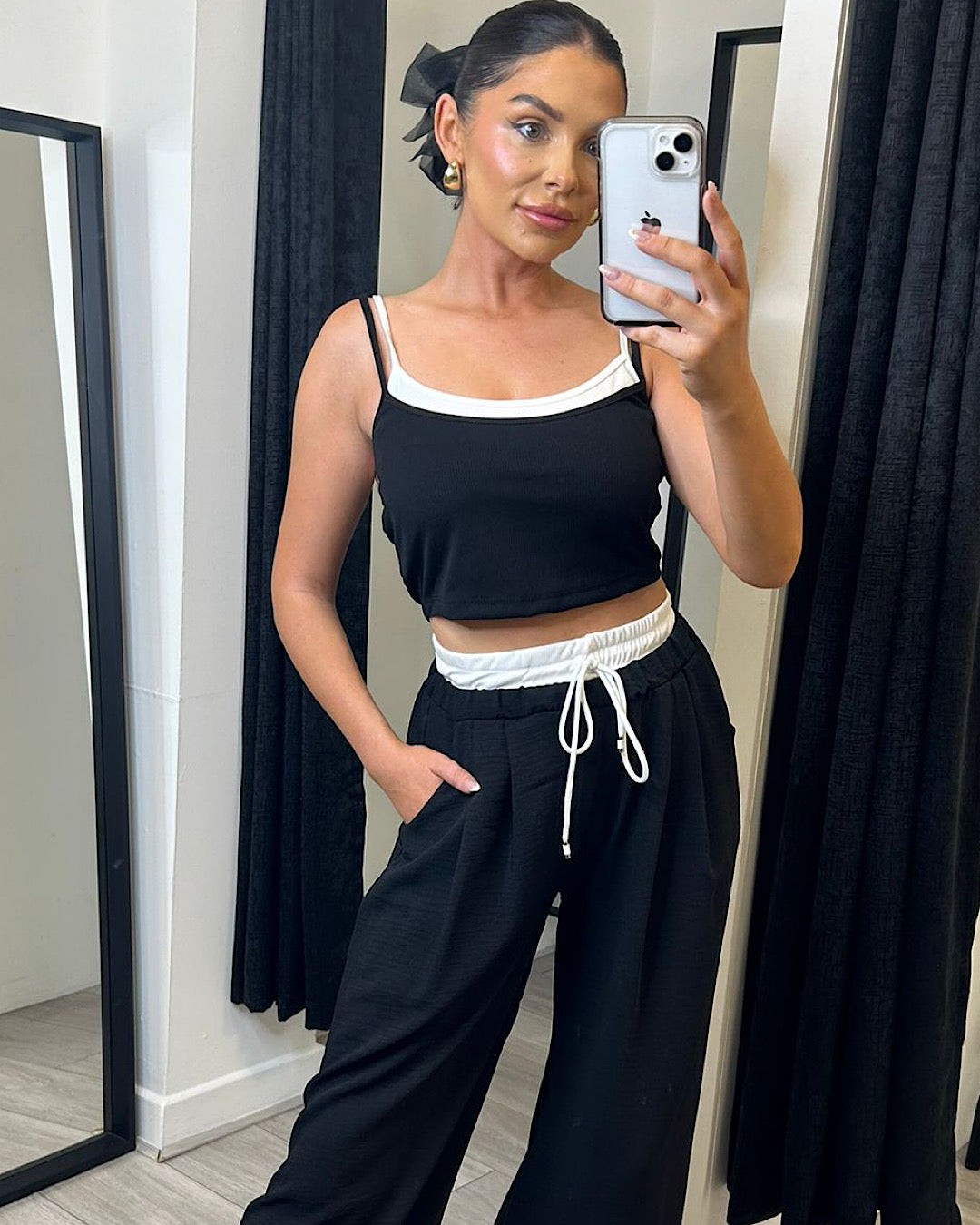 Black Crop Top and Joggers Suit