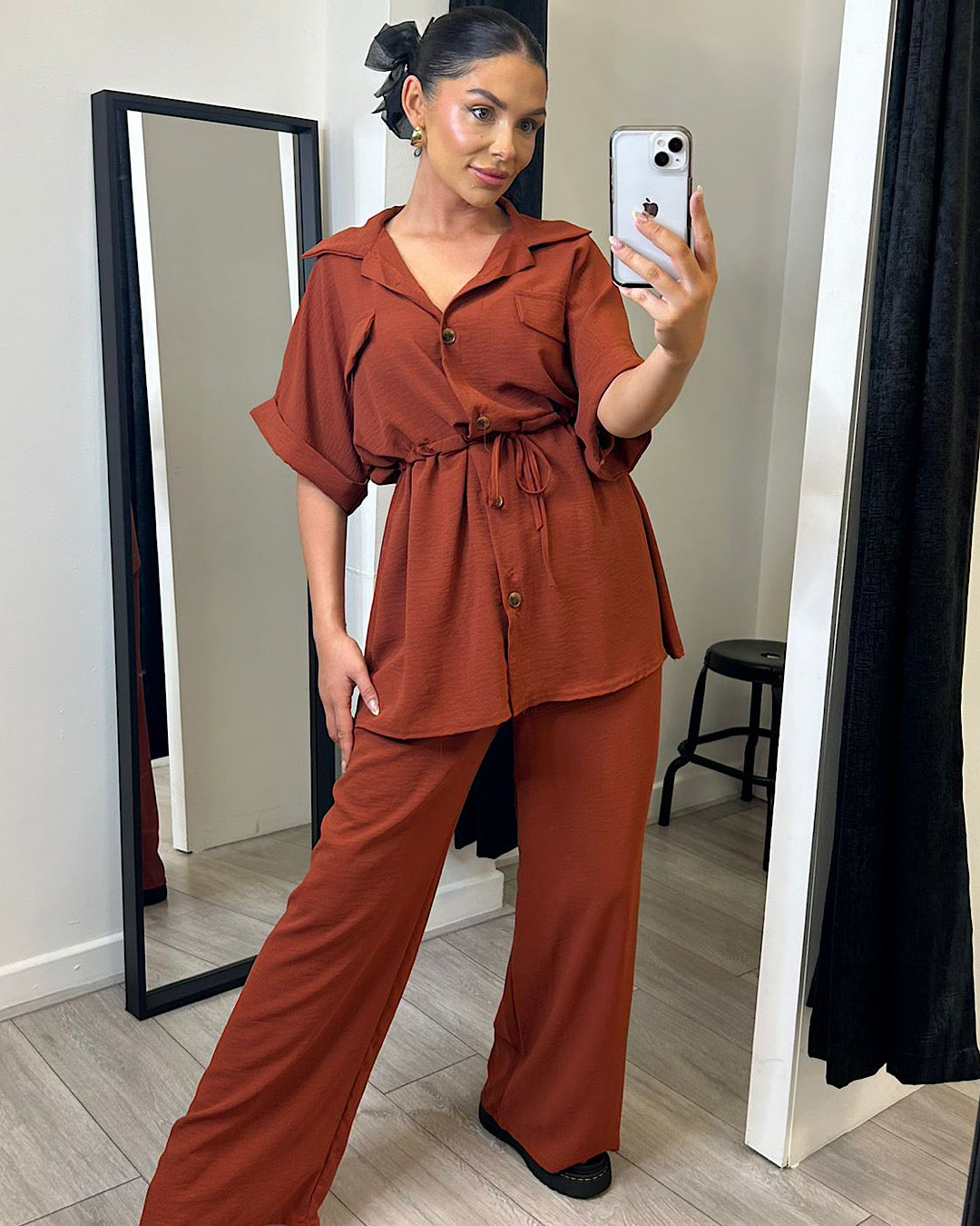 Rust Shirt and Trousers Co Ord Suit